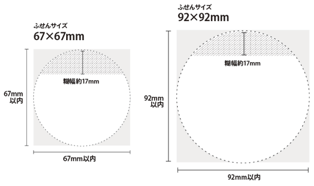 型抜きふせん（カバー無し）ふせんサイズ